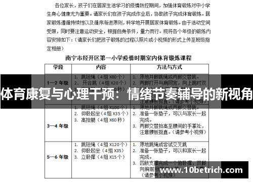 体育康复与心理干预：情绪节奏辅导的新视角